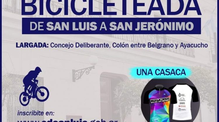 Con 500 ciclistas inscriptos, se realizará la bicicleteada San Luis-San Jerónimo