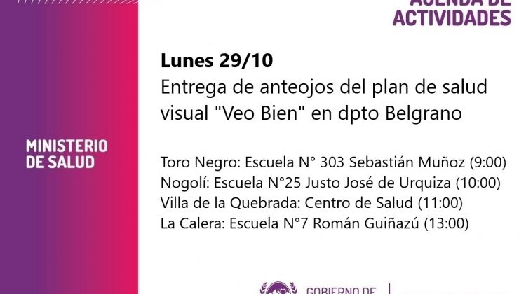 El plan “Veo Bien” entregará anteojos en el departamento Belgrano