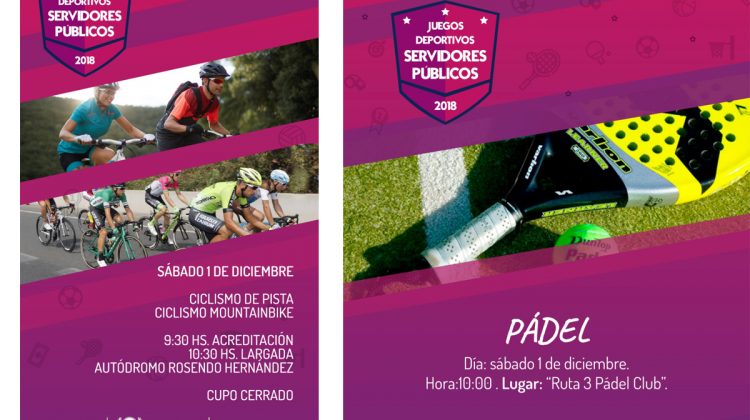 Juegos Deportivos de Servidores Públicos: se disputarán los partidos de pádel y las carreras de ciclismo