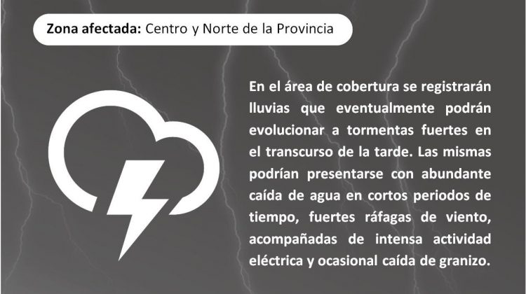 Tormentas en el centro y norte provincial