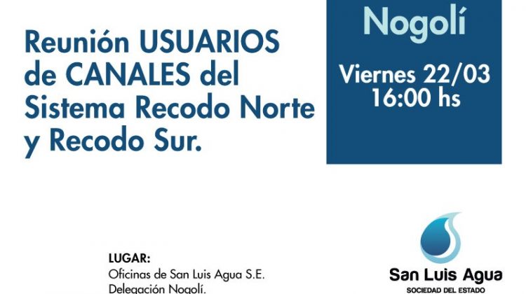 San Luis Agua convoca a usuarios regantes para el 22 de marzo