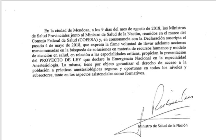 La declaración fue firmada por todos los ministros.