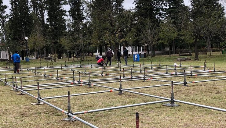 El Parque de las Naciones ya palpita el “San Luis Trap”: comenzaron a armar el escenario