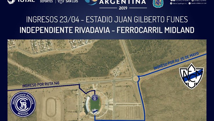 Así será el operativo de seguridad para el partido entre Independiente Rivadavia y Midland