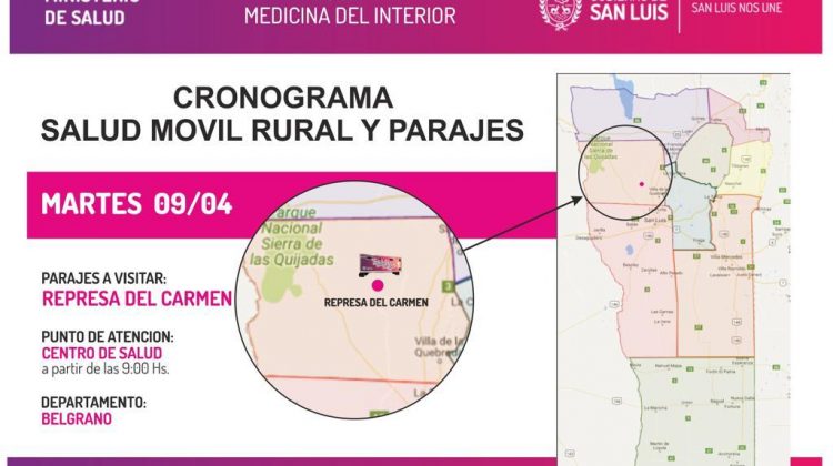 Los equipos itinerantes de Salud salen al interior provincial esta semana