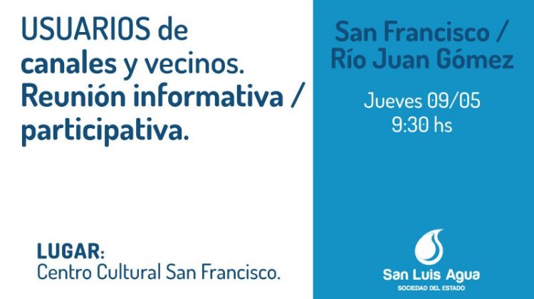 Convocatoria a usuarios y productores de San Francisco y Río Juan Gómez 