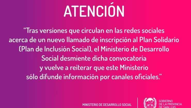 Desmienten inscripciones al Plan Solidario