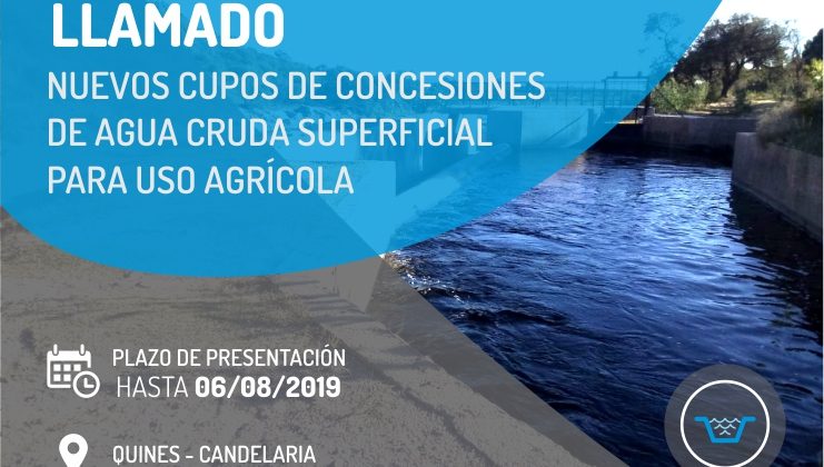 La próxima semana finaliza la convocatoria para cubrir nuevos cupos de concesiones de agua cruda superficial para uso agrícola