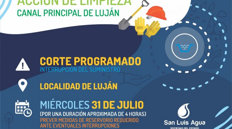 Realizan limpieza sobre el canal principal de Luján