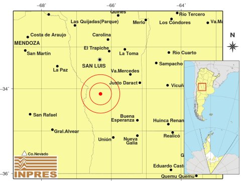 Se registró un temblor 91 kilómetros al sur de la ciudad de San Luis