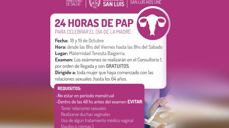 Realizarán 24 horas de Pap en conmemoración del Día de la Madre