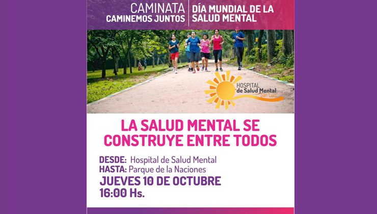 Realizarán una caminata por el Día Mundial de la Salud Mental