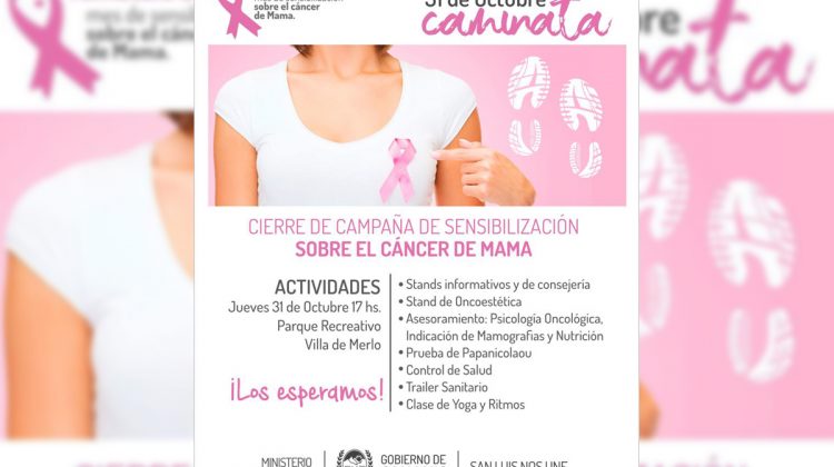 Realizan el cierre de la Campaña de Sensibilización sobre el Cáncer de Mama en Merlo