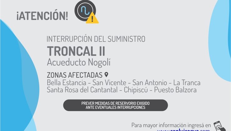 Interrumpen el suministro en el troncal II del acueducto Nogolí