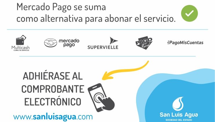 Mercado Pago se suma como alternativa para abonar el consumo de agua cruda