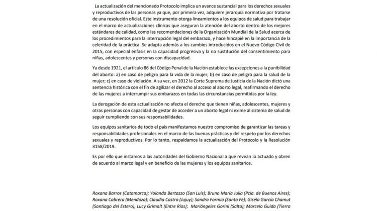 El Gobierno de San Luis acompañó un pedido para que se respete la actualización del Protocolo para la Interrupción Legal del Embarazo