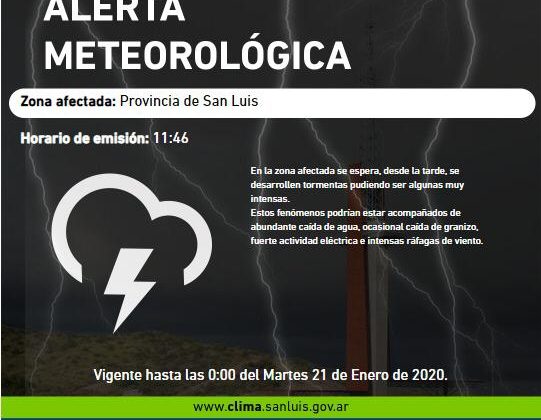 Se esperan tormentas intensas en la provincia