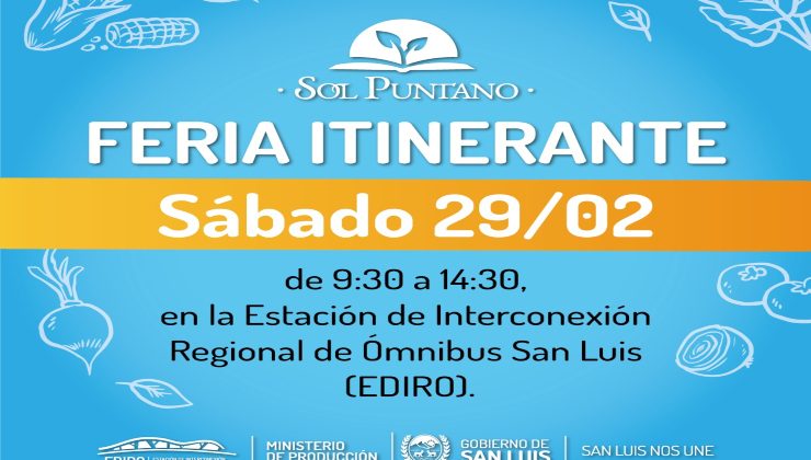 Este sábado, edición especial de la feria itinerante de Sol Puntano en la EDIRO