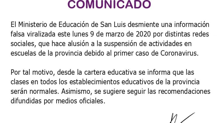 Las actividades escolares en San Luis son normales