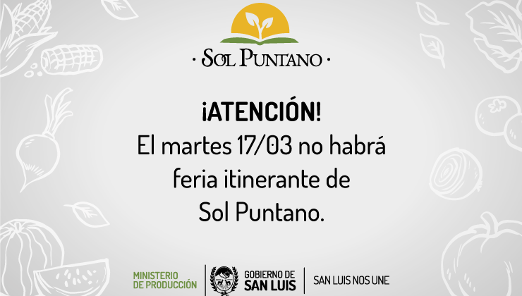 Se suspendió la feria itinerante de “Sol Puntano” que estaba prevista para este martes