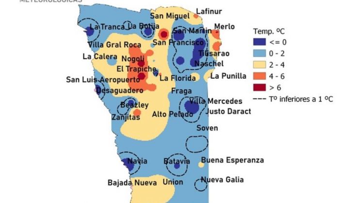 San Martín y El Trapiche tuvieron este jueves las temperaturas más frías en la provincia