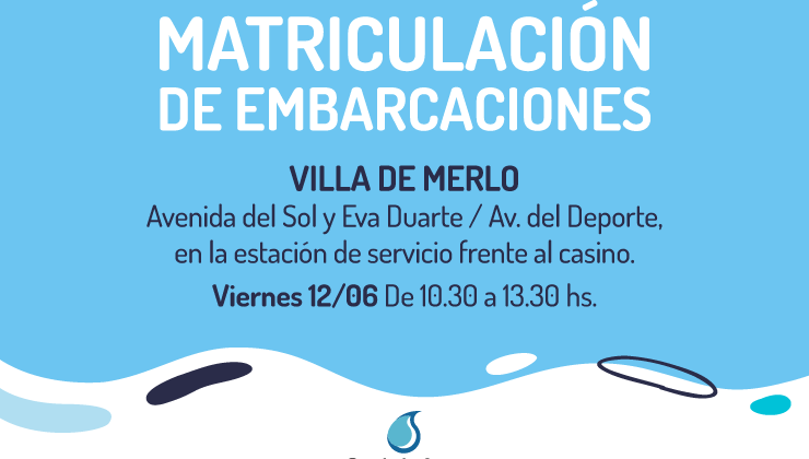 Este viernes, los usuarios de embarcaciones podrán realizar el trámite de matriculación en Villa de Merlo