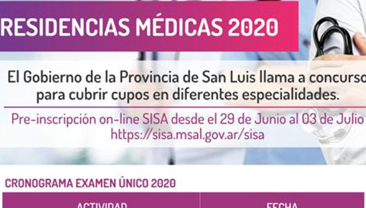 Nueva convocatoria excepcional para Residencias Médicas en San Luis