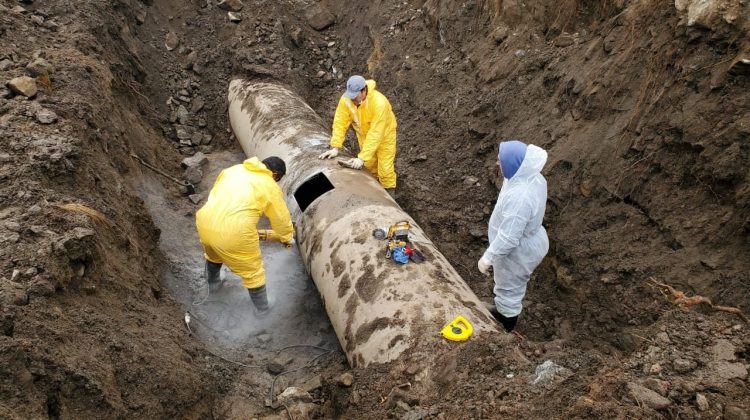 Comenzaron las tareas para reemplazar el tramo de caño averiado en el Acueducto Río Grande