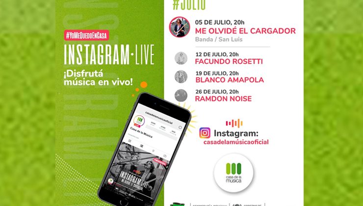 Durante julio más artistas se presentarán a través del Instagram de Casa de la Música