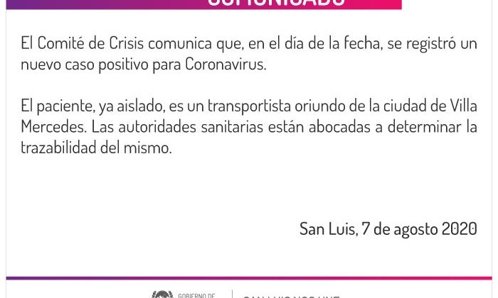 Este viernes se registró un nuevo caso positivo para coronavirus