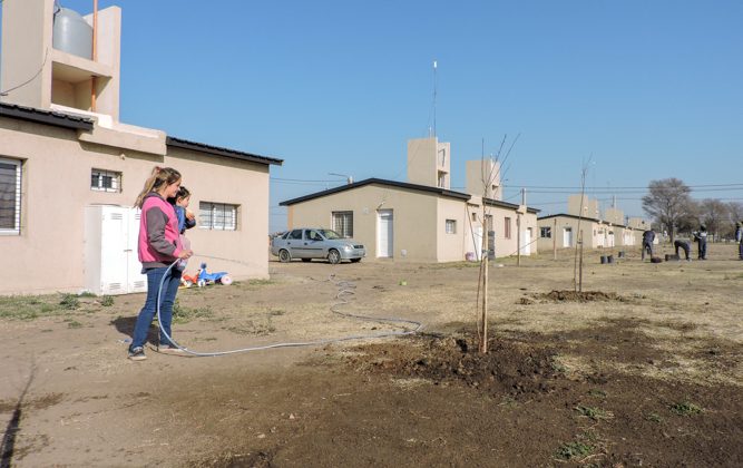 Familias de Villa Mercedes recibieron árboles frutales, aromáticas y plantas ornamentales para sus nuevas viviendas