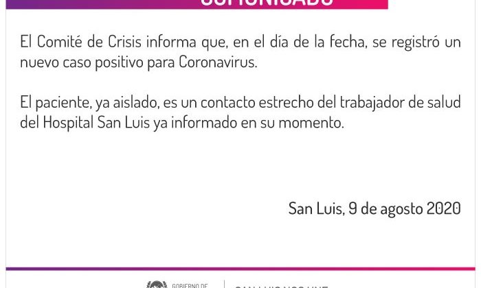 Coronavirus: confirmaron un nuevo caso en la provincia