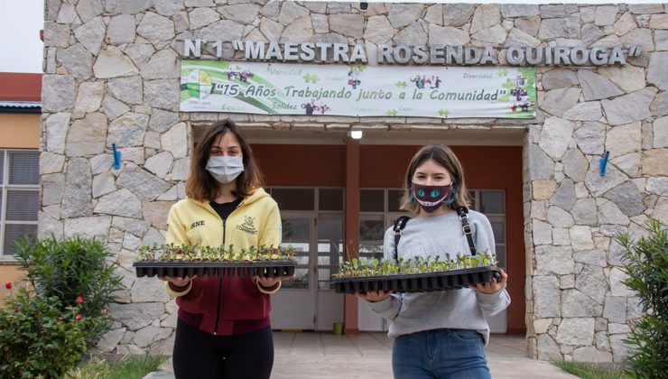 Una escuela autogestionada adquirió bandejas de plantines de Sol Puntano para que sus estudiantes desarrollen espacios de cultivo