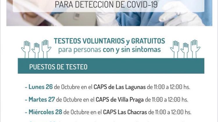 El operativo de testeo de COVID-19 llega al departamento San Martín