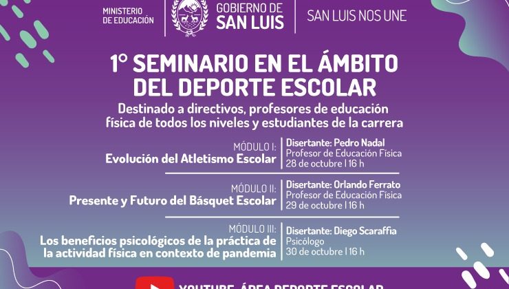 Este miércoles inicia el 1° Seminario en el Ámbito del Deporte Escolar