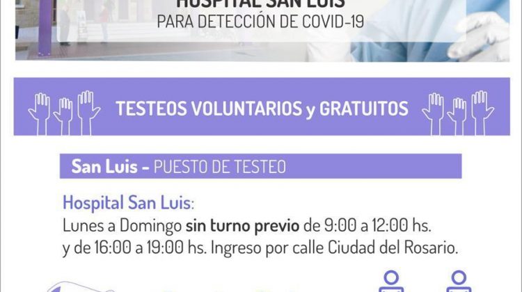 Implementan un operativo permanente de testeo en el Hospital San Luis