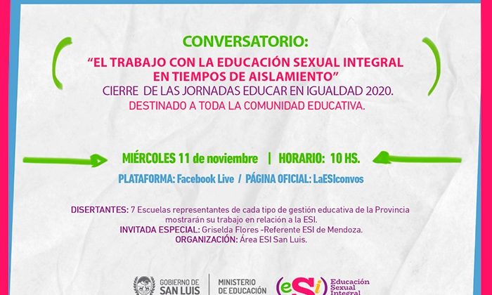 Este miércoles será el cierre de las Jornadas “Educar en Igualdad 2020”