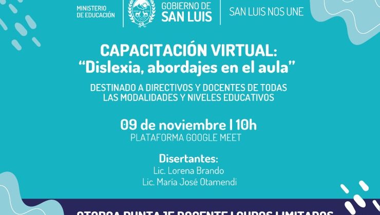 El próximo lunes, el Ministerio de Educación dictará una capacitación sobre dislexia