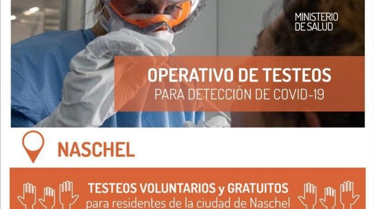 Naschel: este miércoles realizarán testeos voluntarios y gratuitos