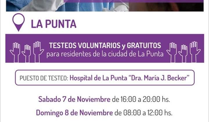 Habrá operativo de testeos masivos en La Punta