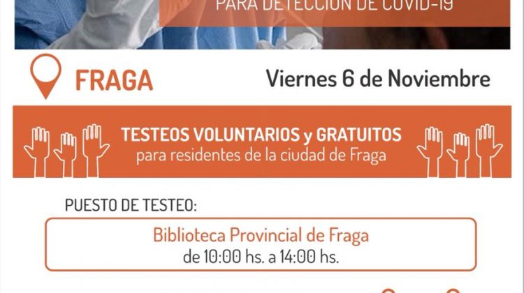 Coronavirus: este viernes harán testeos masivos en Fraga