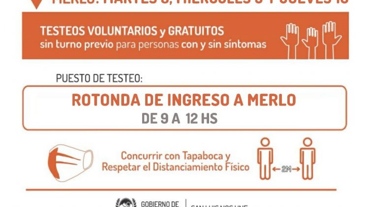 Realizarán testeos en la rotonda de ingreso a Villa de Merlo