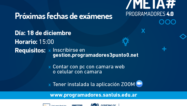 El 18 de diciembre habrá una nueva mesa de examen virtual para los Meta Programadores