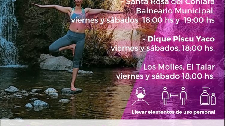 “San Luis te cuida”: brindan clases de yoga al aire libre