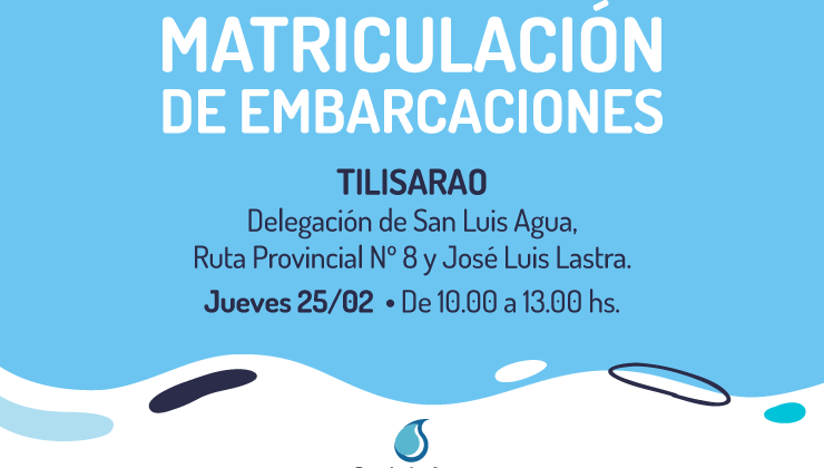 Este jueves se matricularán embarcaciones en Tilisarao