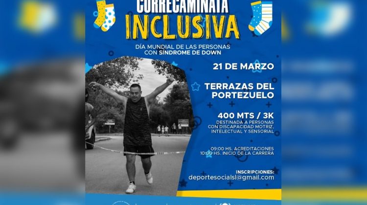 Este domingo se desarrollará una correcaminata inclusiva en conmemoración al Día Mundial de las Personas con Síndrome de Down