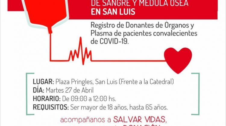 Continúa la colecta voluntaria de sangre y médula ósea en San Luis