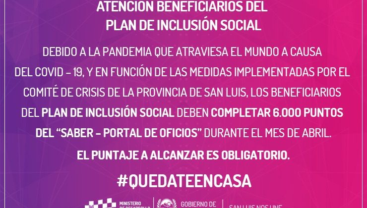 Los beneficiarios del Plan de Inclusión Social realizarán sus tareas desde sus hogares