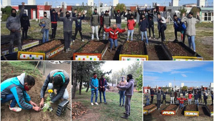 Alumnos y docentes de tres instituciones armaron sus propios espacios productivos