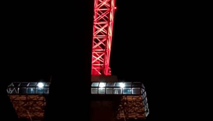 El Hito del Bicentenario se iluminó de rojo en conmemoración al Día Nacional del Electrodependiente